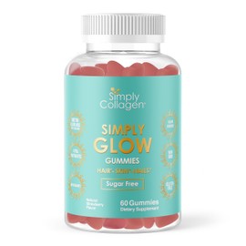 Simply Collagen® Simply Glow Gummies, Hair Skin Nails Support, Sugar-Free with Biotin 5000mcg, Vegan, 60 Count