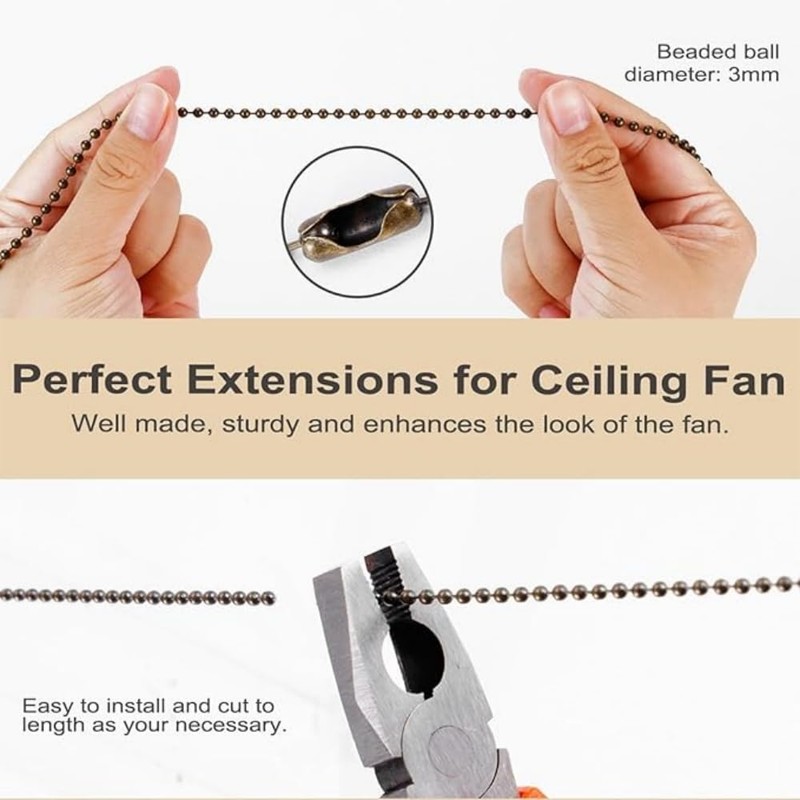 4 Pack Bronzed Ceiling Fan Pull Chain Extension, 12.5 Inches