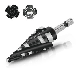 GMTOOLS M35 Four Spiral Flute Cobalt Step Drill Bit, 3/16"-7/8" Wear-Resistant TiAlN Coated Four-Flute Step Bit, 1/4" Hex Shank Unibit Step Bit for Metal, Stainless Steel, Aluminum, Wood, Plastic