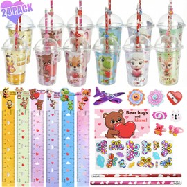 SQZUWIT 497PCS Valentines Day Gifts for Kids, 36 Pack Valentines Day Party Favor with Cards Pencils Stickers Erasers Stampers Classroom Prize School Exchange Boys Girls Party Favors