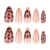 24 Pcs Pink Press on Nails Short Almond,YIHONGYAN Fake Nails