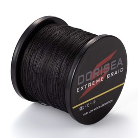 Dorisea Extreme Braid 100% Pe Black Braided Fishing Line 109Yards-2187Yards 6-550Lb Test Fishing Wire Fishing String Incredible Superline Zero Stretch (100m/109Yards 130lb/0.63mm(8Strands))