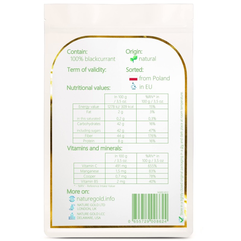 BLACKCURRANT Freeze Dried Whole | 200g - 7.1oz | 100%