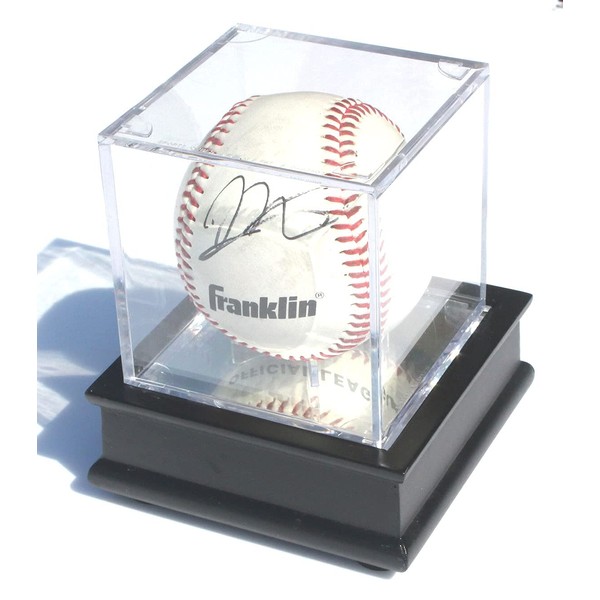 DisplayGifts Baseball Display Case Wooden Stand Lacrosse Ball Holder- Pro Graded UV Protection Cube for a Home Run or Autographed Ball, Black Stand