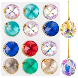 24 Pcs Christmas Crystal Glass Ornaments, Multicolor Glass Beads Crystal Pendants Balls Decor CrystalChristmasBalls for Christmas Home Decor and Wedding Party