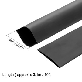 sourcing map Heat Shrink Tubing, 90mm Dia 2:1 Heat Shrink Wrap Cable Sleeve Heat shrink Tube 3.1m Black