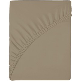 wyewye Fitted Sheet 140 x 200 x 25 cm, Microfibre Fabric, Shrinkage and No Fade, Khaki