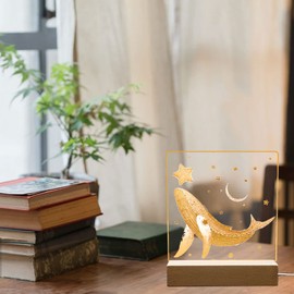 luolety Rectangular LED Light Display Base, 15 cm Wooden LED Stand, Illuminated Wooden Base for Acrylic Panel