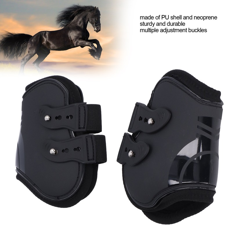 2Pcs Horse Tendon Boots Set Sturdy Adjustable PU Shell Tendon