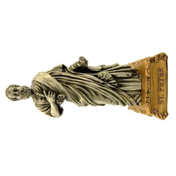 New Pewter Saint St Peter Figurine Statue on Gold Tone