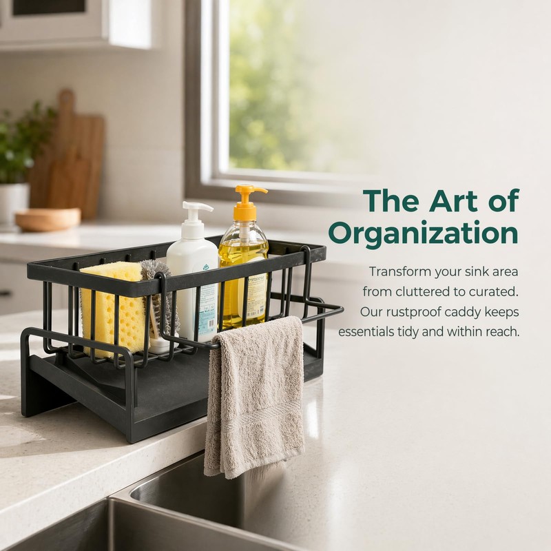 Zirax Kitchen Sink Caddy Organiser, Sink Tidy Sponge Holder with
