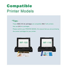 Cartuchos de tinta 215 t215 con tinta pigmentada remanufacturados para impresora WF-110 WF-100 WF100, paquete de 5 (3 negros, 2 tricolores)