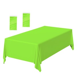 FALIZIFU 2 Pack Lime Green Plastic Tablecloth Disposable Table Covers Neon Green Rectangle Tablecloth for Birthday Baby Shower Wedding Halloween Party Rectangular Table Cloth Disposable