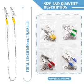 DOERDO Napkin Fixing Chain Clip Metal Dental Ball Chain Clips,Bib Holder Clip, 4 Colors