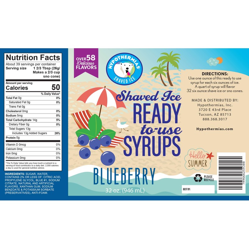 Hypothermias Shaved Ice & Snow Cone Syrup - Quart (32