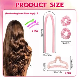 TARGI 9pcs No calorie long hair curls, soft and comfortable sleep no calorie curly hair band, plastic curly hair artifact (pink)