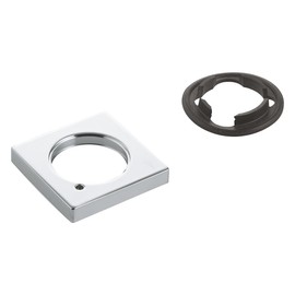 Grohe Rosette for Basin Mixer Taps without Pull Rod, Square, Quick Fixing System, Chrome (48421000)