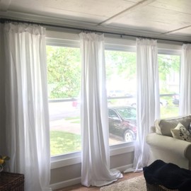 Zeerobee Curtain Rods for Windows 120 to 240, 1 Inch Industrial Curtain Rod, Wrap Around Black Curtain Rods, Indoor/Outdoor Curtain Rod, Extra Long Curtain Rod, Adjustable Curtain Rod, 120-240"