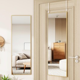 VETROVUE Door Mirror, Over The Door Full Length Mirror, 50"x16" Hanging Mirrors for Bedroom, Living Room, Entryway, Dorm, Gold