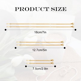 Mikovivi Pack of 6 Necklaces Extension Chains, 7.5 cm, 12.7 cm, 18 cm Stainless Steel Jewellery Extensions Chain Extension with Lobster Clasp for Jewellery Necklace Bracelet Anklet (Gold)