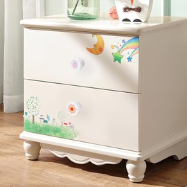 ALLOMN Wooden Cabinet Knob, 8PCS Children's Round Drawer Knobs Furniture Pull Handle 35mm White Wooden Cupboards Knob with Screws for Kids Room Bedroom Home Kitchen Decor