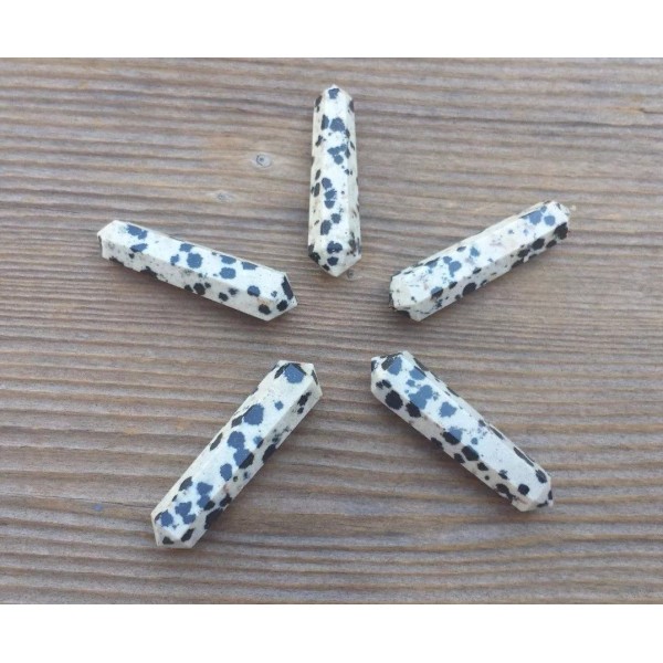 NATURAL DALMATIAN JASPER DOUBLE TERMINATED GEMSTONE CRYSTAL PENCIL POINT (ONE)