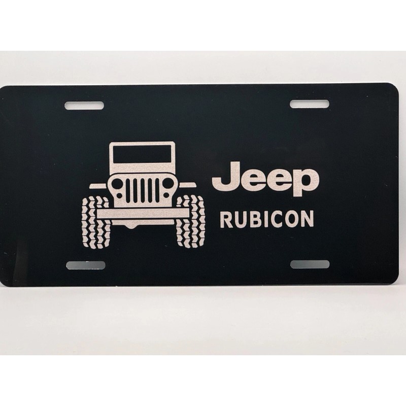 Laser Engraved Jeep Rubicon License Plate Black