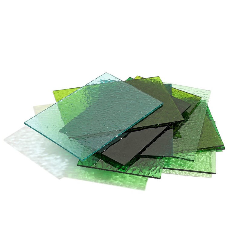 Lanyani Green Transparent Stained Glass Sheets for Craft, 6x4 inch