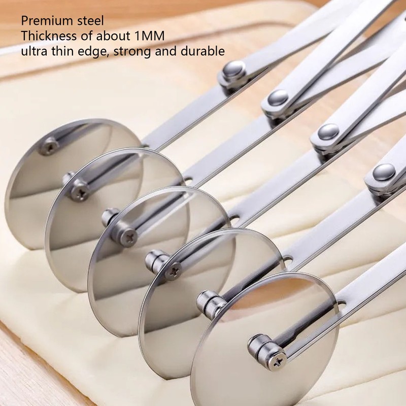 7 Wheel Pastry Cutter Roller Stainless Steel Multifunction Adjustable Width