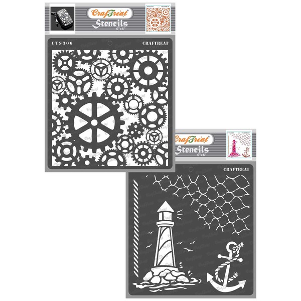 CrafTreat Steampunk Gears Stencils for Painting on Wood, Canvas, Paper,