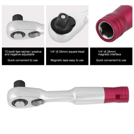 Ausla 1/4 Zoll Ratschenschlüssel, Professioneller 72-Zahn-Schnellspann-Ratschenschlüssel, Verchromtes Reparaturwerkzeug für Fahrzeugfahrräder mit Zweifarbigem Gummigriff, Silber, 85 Mm