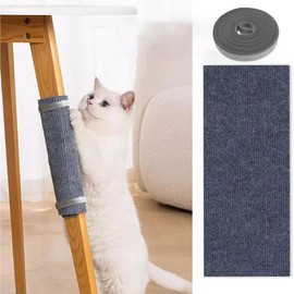 118”x15.8” Trimmable Cat Scratching Post Carpet Cover Cat Scratcher Mat Self-Adhesive Cat Tree Shelves Replacement Parts Mat Cat Scratcher Couch Furniture Protector for Indoor Cats (Grey)