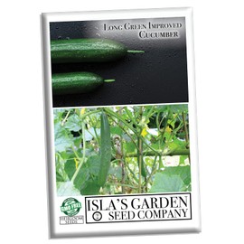 Isla's garden seeds Long Green Improved Cucumber Seeds for Planting, 100+ Heirloom Seeds Per Packet, (Isla's Garden Seeds), Non GMO Seeds, Botanical Name: Cucumis sativus, Great Home Garden Gift