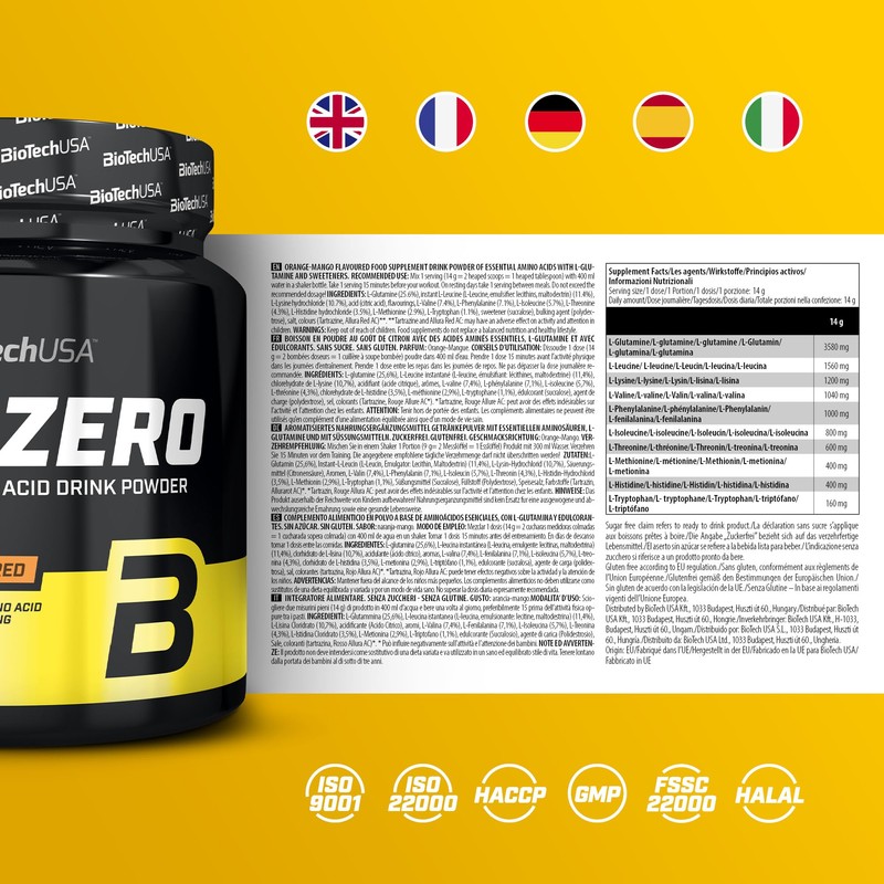 BioTechUSA EAA Zero - Essential Amino Acid Power | 7160mg