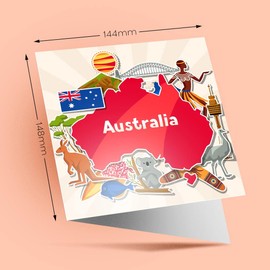 1 x Greeting Card Australia Travel Map Australian - Blank Birthday Celebration Anniversary #14730