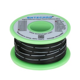 BNTECHGO 28 Gauge Silicone Ribbon Cable Flexible 4P Black 20 ft Flat Cable 28 AWG Stranded Tinned Copper Wire