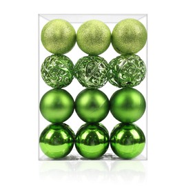 AMS Christmas Ball Pierced Trees Pendant Shatterproof Ball Ornament Seasonal Decorations Ideal for Xmas, Holiday and Party Widgets 60mm/ 2.36" (Green, 2.36‘’/24ct)