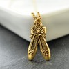 Little Girls Ballet Slippers Necklace in Gold Plated Pewter on