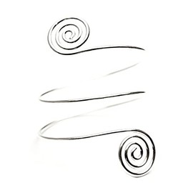 Caiyao Punk Cool Upper Arm Adjustable Bracelet Open Cuff Bangle Coil Bracelet Simple Swirl Leaf Armband Minimalist Armlet Vintage Jewelry for Women-silver swirl