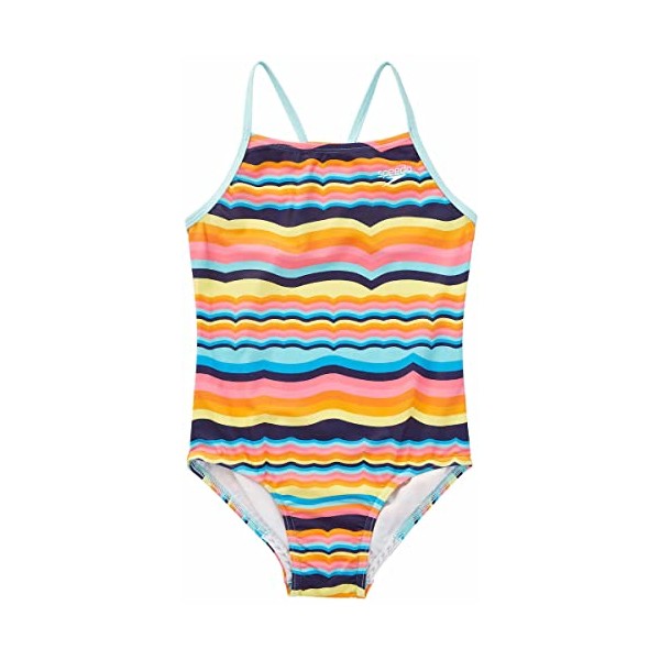 Speedo Girls Thin Strap One Piece Swimsuit (Rainbow, X-Large 16)