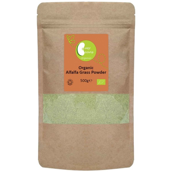 Organic Alfalfa Grass Powder - Certified Organic - by Busy Beans Organic (500g)