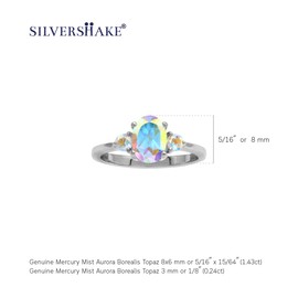 Silvershake 1.67 CTW 8X6mm Genuine Oval Shape Mercury Mist Aurora Borealis (AB) Topaz White Gold Plated 925 Sterling Silver Engagement Gemstone Ring, 9, Sterling Silver Rhodium (White Gold Plated), Genuine Mercury Mist Aurora Borealis (AB) Topaz Topaz