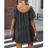 Vidifid Women's Summer Denim Dress Puff Short Sleeve Square Neck