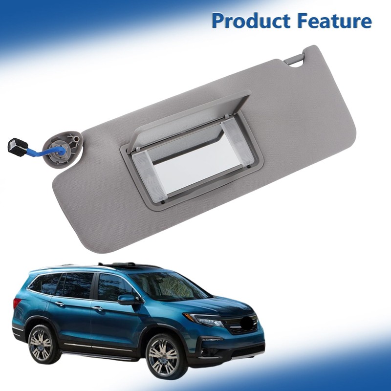 Silscvtt Gray Sun Visor Driver Side with Mirror and Light