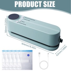 Mini Vacuum Sealer Vacuum Sealer Automatic Food Vacuum Sealer, Multifunctional Film Sealer with 3 Function Levels, Portable Vacuum Sealer with 5 Vacuum Bags for Home, Travel