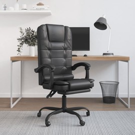 CHARMMA Massage Reclining Office Chair Black Faux Leather-5710