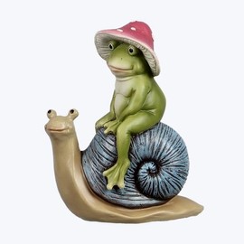 The Bridge Collection Frog and Snail Figurine - Playful Storybook Inspired Spring and Summer Garden Decoration - Cozy Cottage Animal Figurine