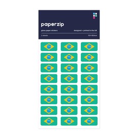 PAPERZIP - Brazil Flags (Bandeira do Brasil) – 48 Stickers for Business, Schools, Celebrations