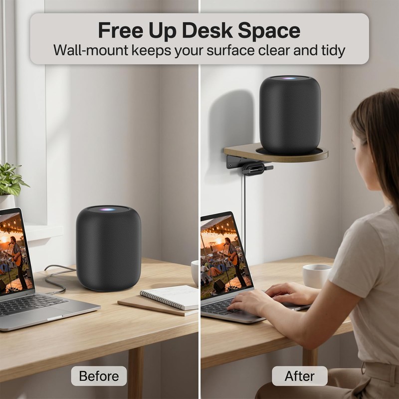Wooden Wall Mount for HomePod 1st & 2nd Gen, Speaker