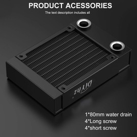 DIYhz Water Cooling Computer Radiator, 12 Pipe Aluminum Heat Exchanger Liquid Cooling Radiator Fans - 120mm Radiator for CPU PC Laser Water Cool System DC12V Black